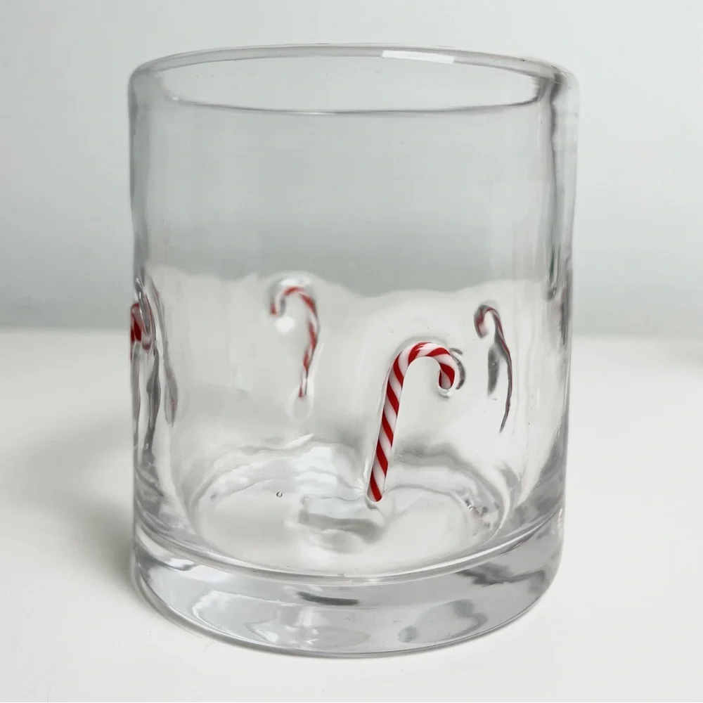 NEW Crate & Barrel Christmas Icon DOF Glasses Set of 4 Double Old Fashioned
